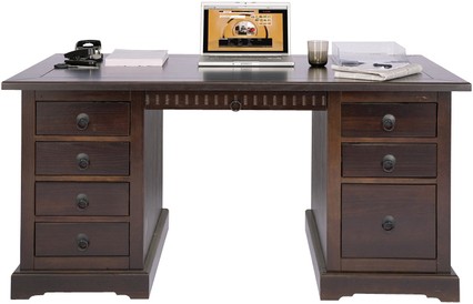 Viva Cabana Schreibtisch 150x75 Braun Kolonial mit 6 Schubladen/1 T&uuml;r
