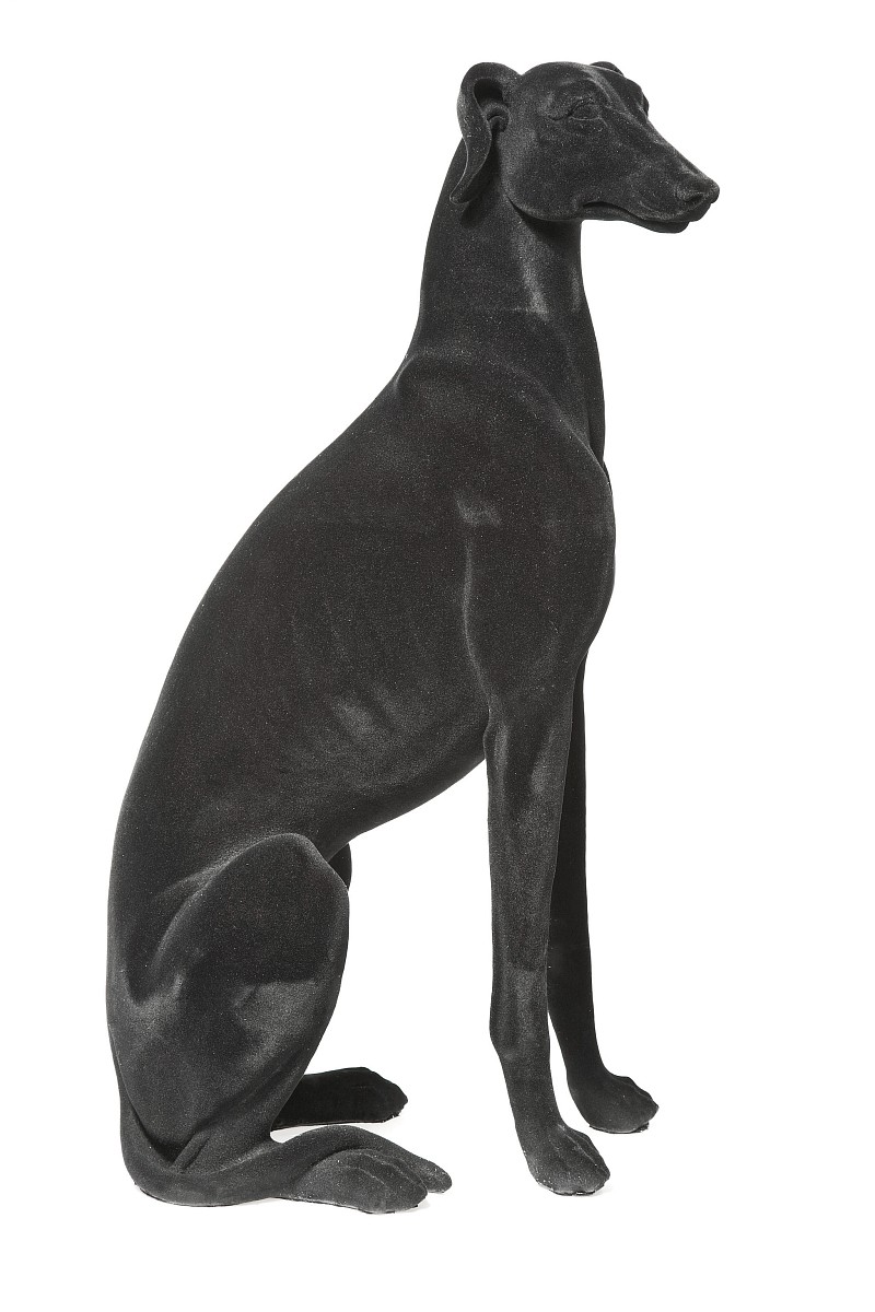 Deko Figur Windhund Schwarz Samt by Kare Design