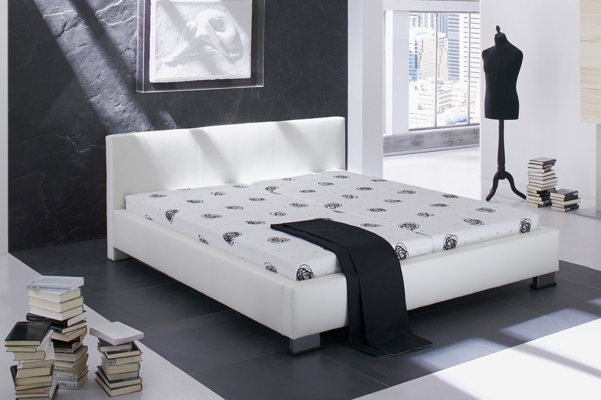 Exklusives Bett 160x200 cm Leonardo Weiss Polsterbett 160 cm