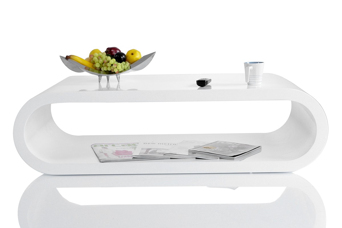 Couchtisch Lounge Club Deluxe 130x35 cm Weiss gl&auml;nzend Designer M&ouml;bel Preisvergleich