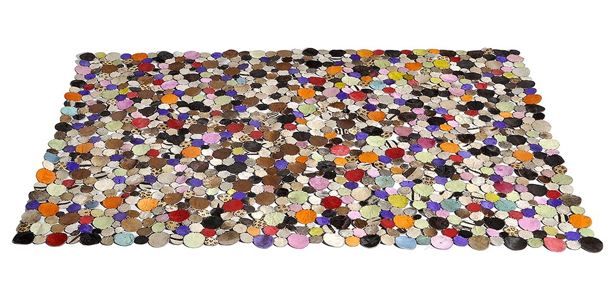 Teppich Circle Multi 200x140 cm Kuhfellteppich bunt Flickenteppich Preisvergleich