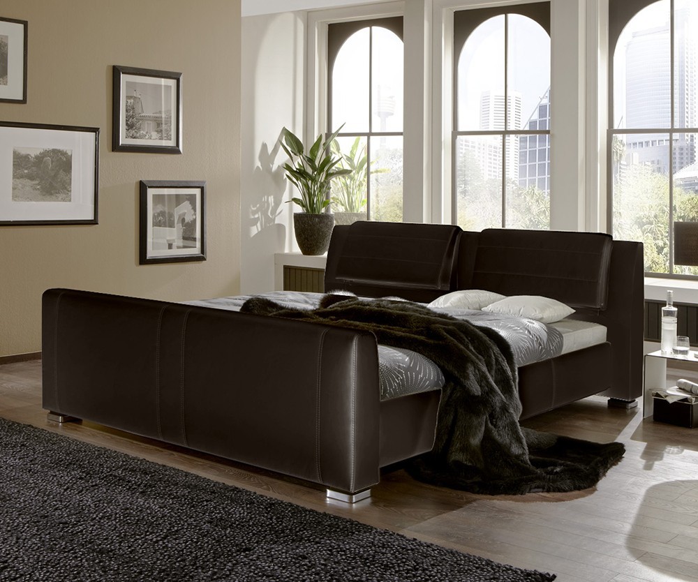 Bett Mara 180 x 200 Braun Napalon Leder 180 cm Polsterbett