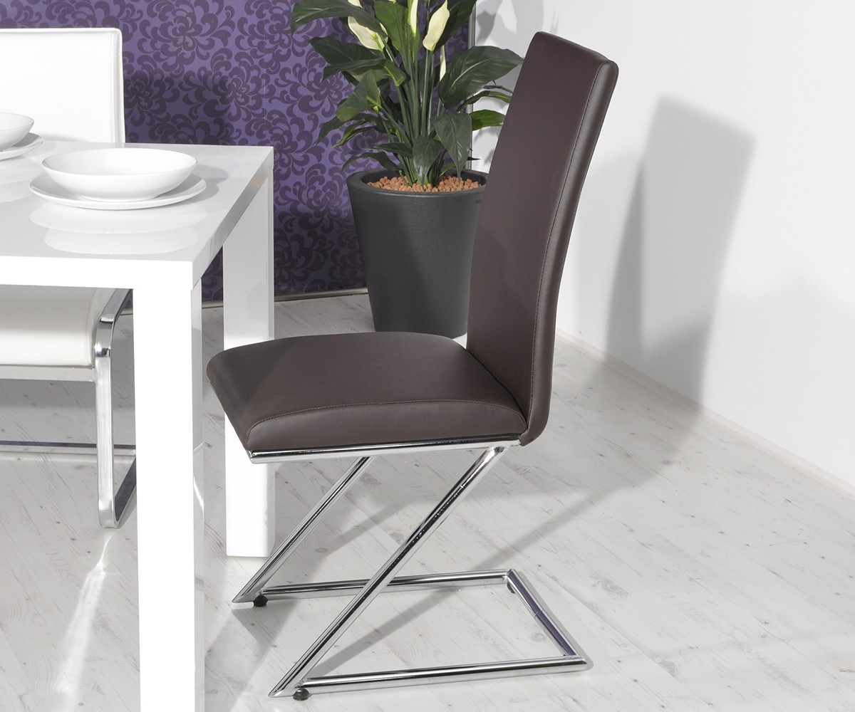 Freischwinger Wanda Braun Napalon Leder Chrom Esszimmerstuhl