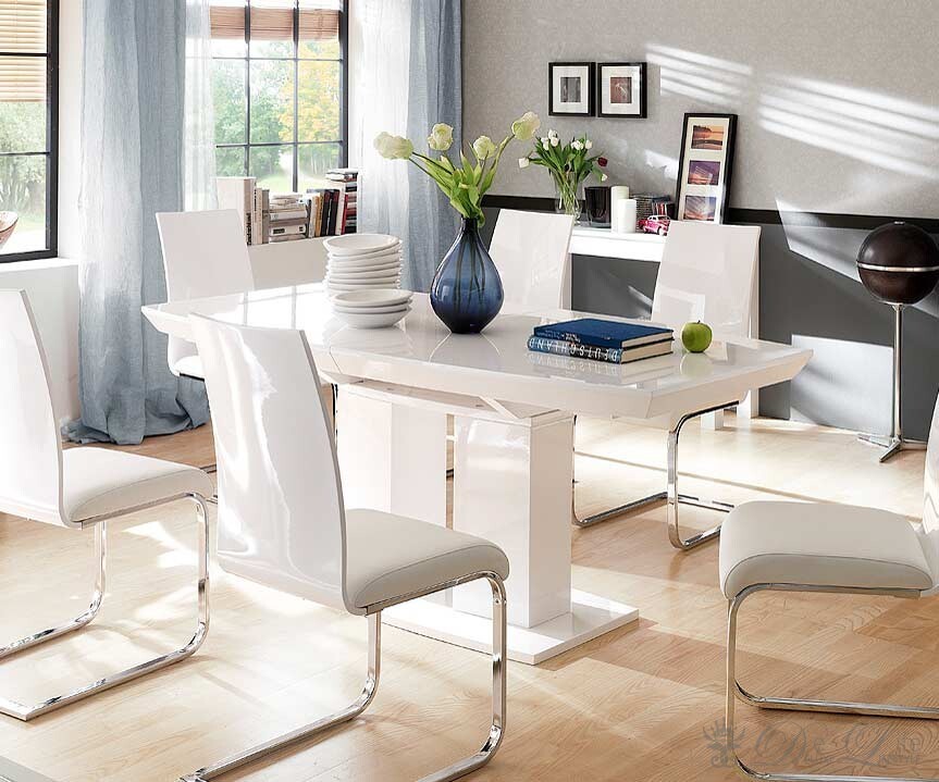 Wohnzimmer Esstisch Weiß Esstisch Chino 180 240x100 Weiss Hochglanz Ausziehtisch