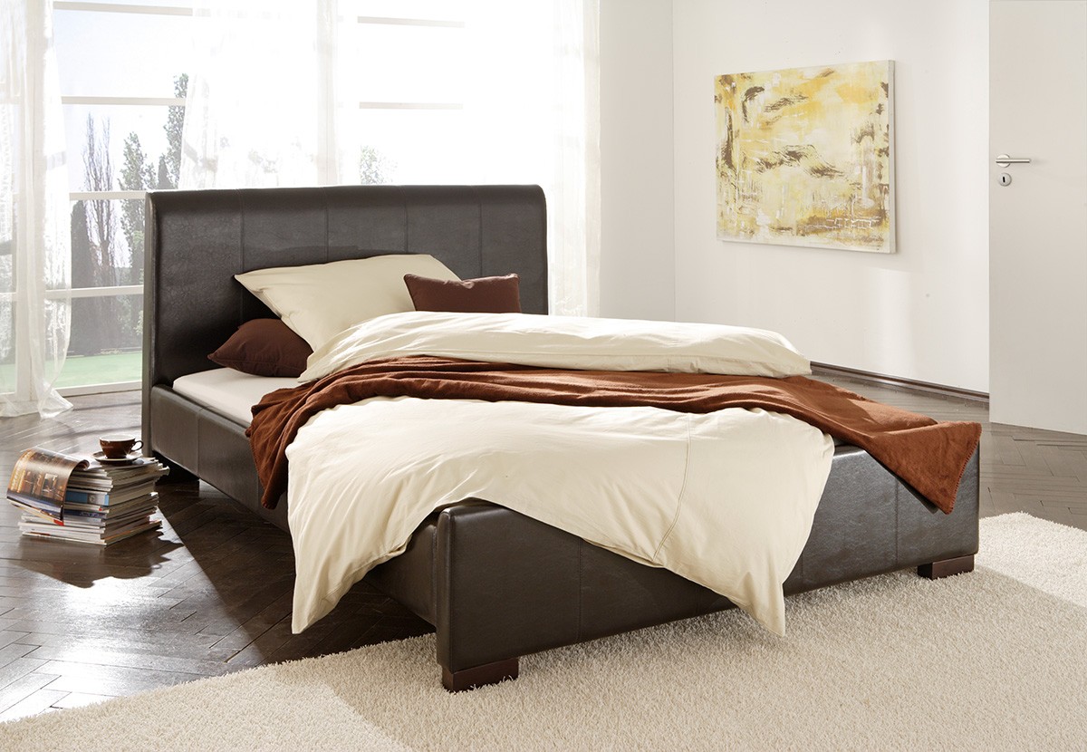 Bett Milano 180x200 cm Braun Napalon Leder Polsterbett by Wolf M&ouml;bel