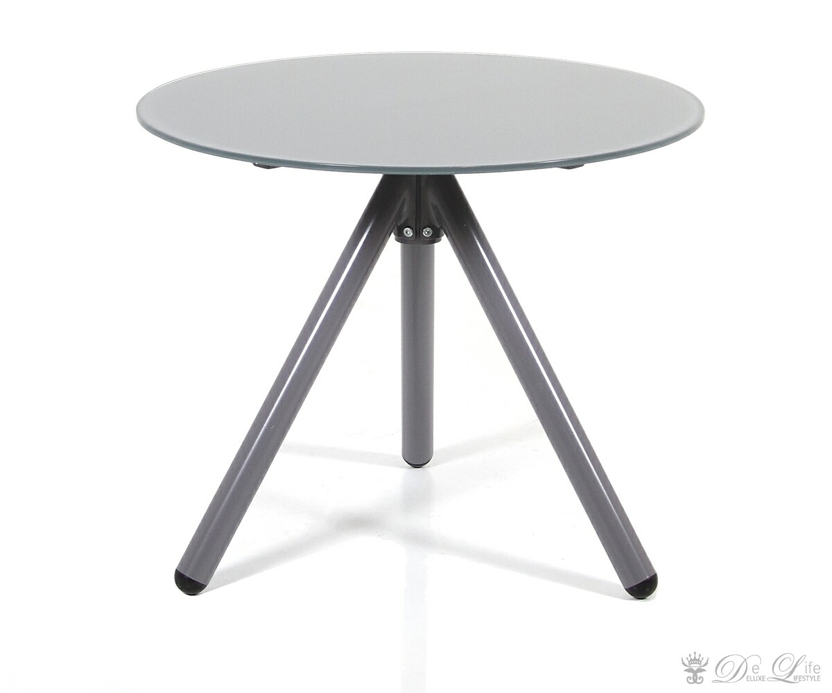 Beistelltisch Tabea 60x50 cm Grau Metall lackiert moderner Tisch rund
