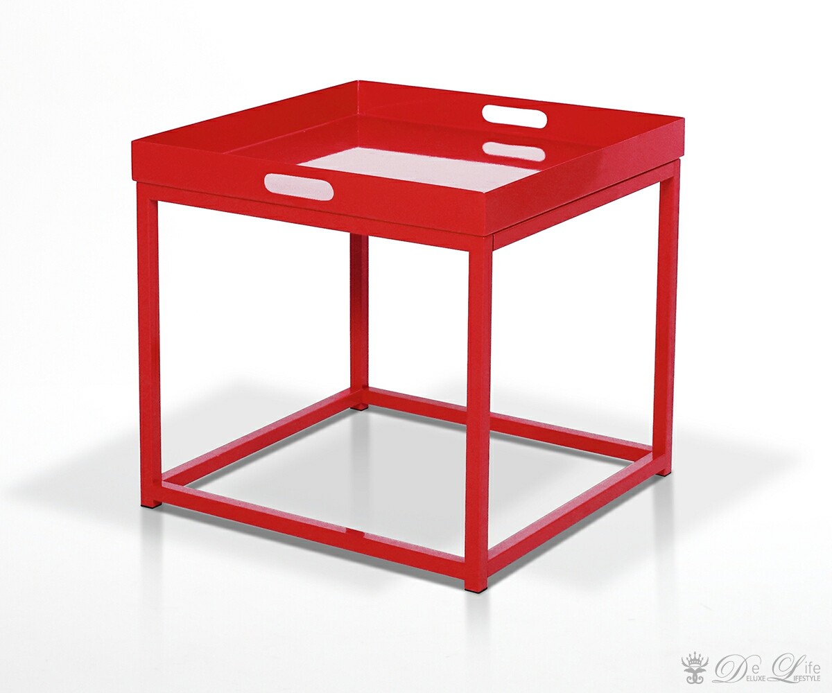 Beistelltisch Oda 45x47 cm Rot Hochglanz Metall Designer Couchtisch