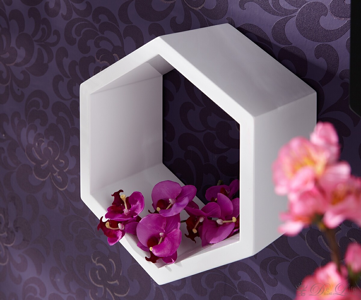 Cube Favo 30x30 cm Weiss Regal 6-eckig Design Cube Wandregal