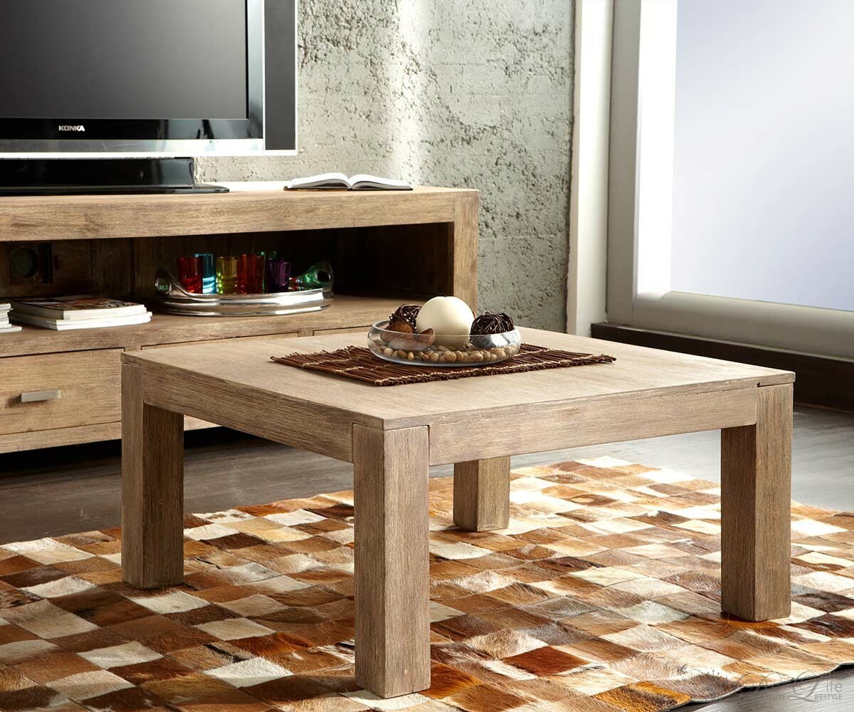 GURU Couchtisch 80x80 cm Akazie Sand Beistelltisch by Wolf