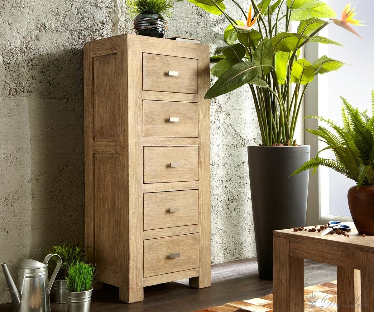 GURU Kommode 50x125 Akazie Sand Highboard 5 Schubladen by Wolf M&ouml;bel