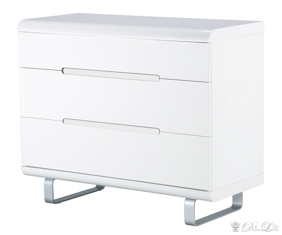 Kommode Ropero 100x85 cm Weiss Hochglanz 3 Schubladen mit Softclose