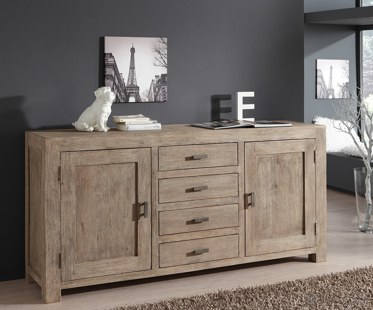 GURU Sideboard Akazie Sand 175x85 Kommode 2 Türen 4