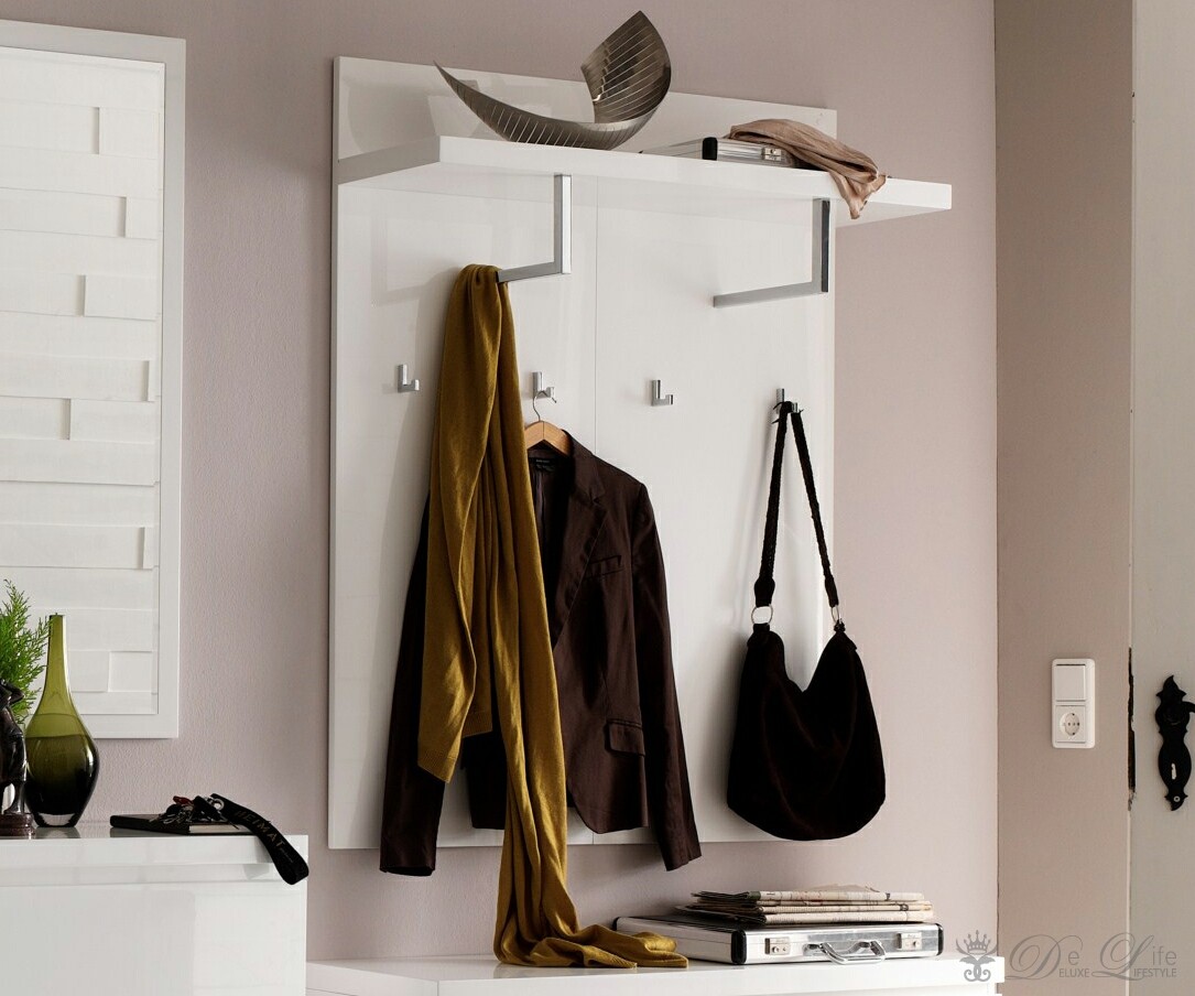 Garderobe Lucido 102x121 cm Weiss Hochglanz Wandpaneel mit Haken eBay