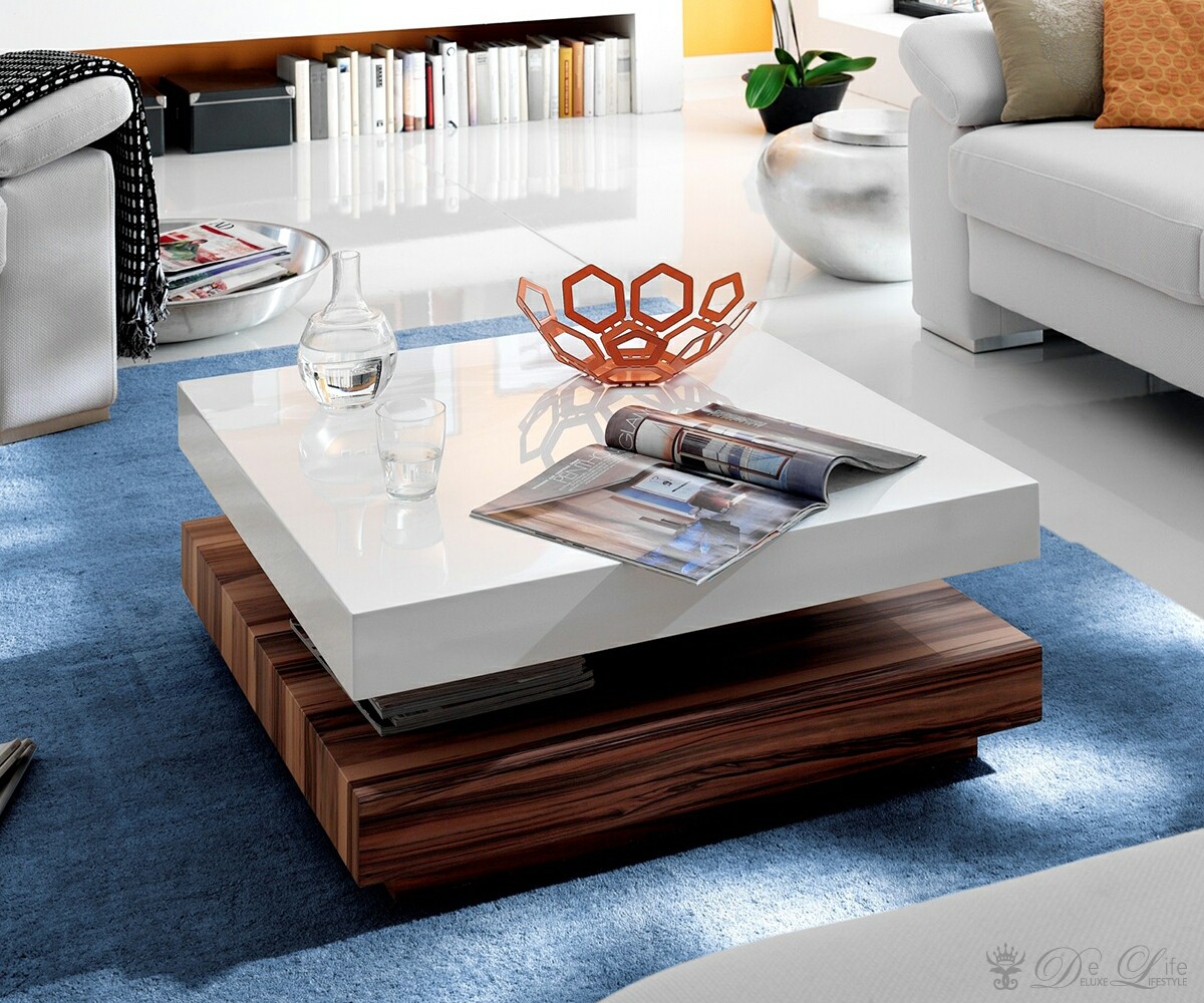 Couchtisch quadro 75x30 weiss hgz baltimore walnuss ...