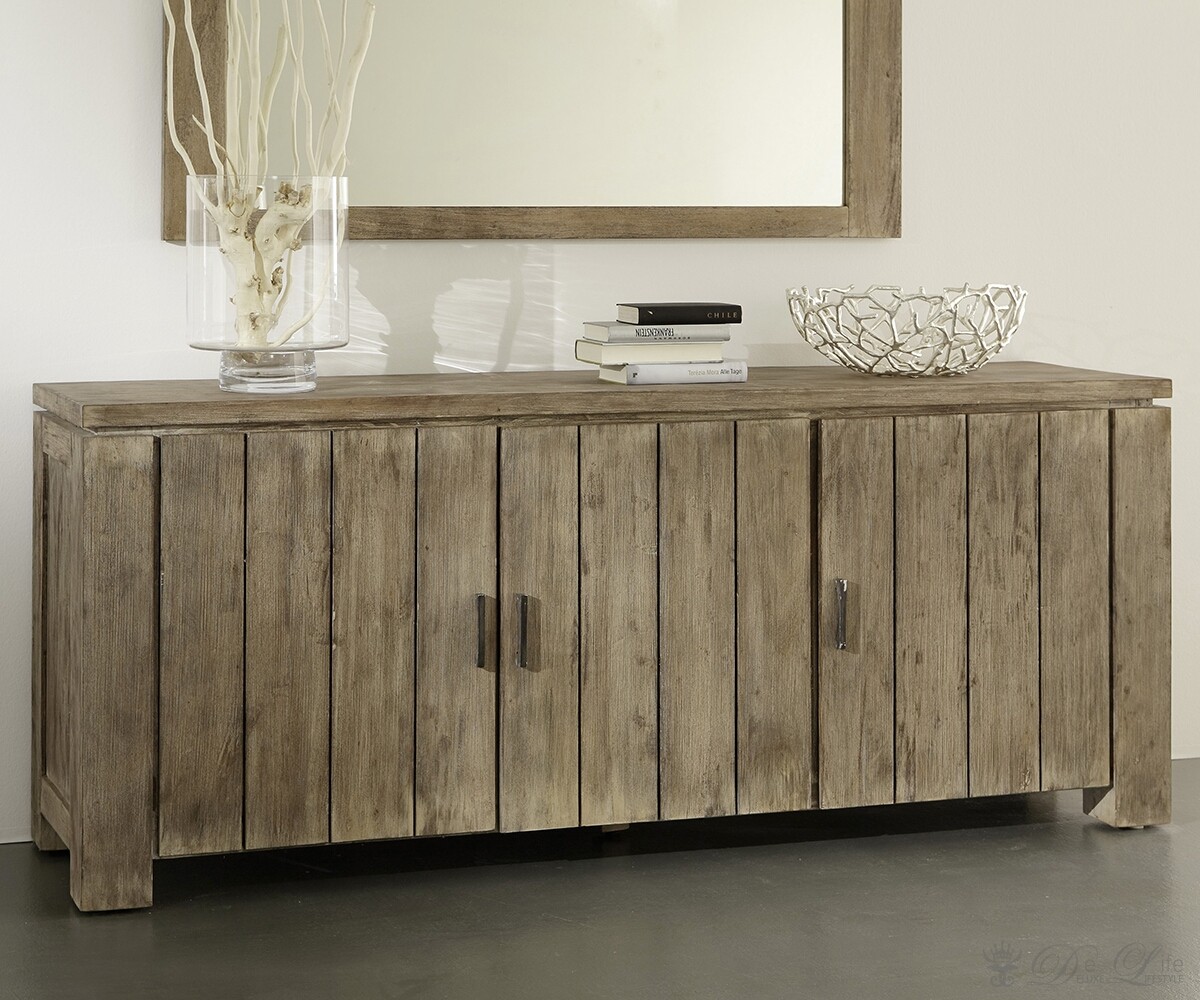 VENICE Sideboard Akazie Sand 190x80 cm Kommode 3 Türen by