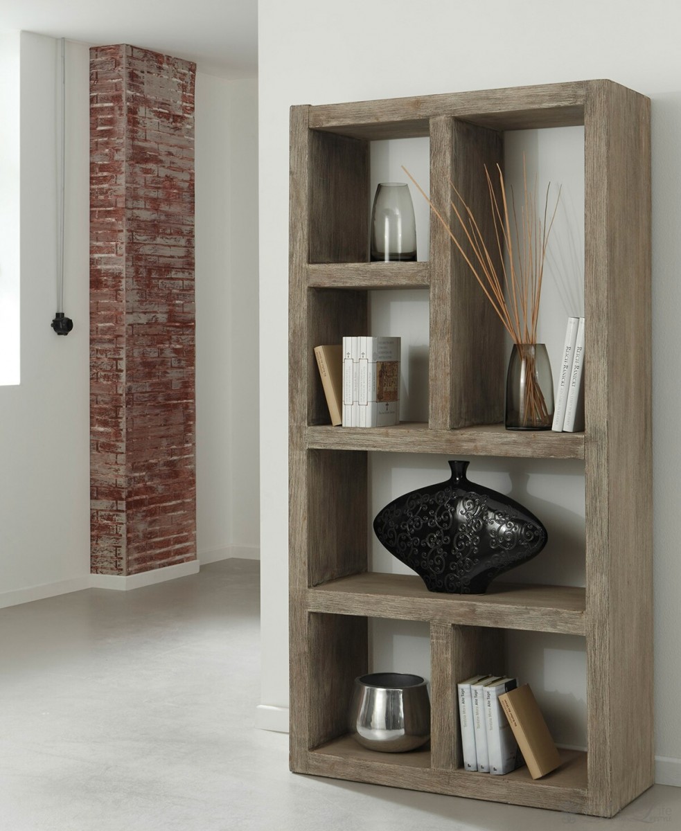 FineBuy CD Regal Massivholz Akazie Standregal 90 cm hoch CD