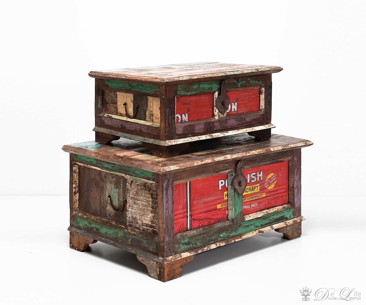 Truhe Old Barn 90x60 cm Kiste Kleidertruhe 2 er Set by Kare Design