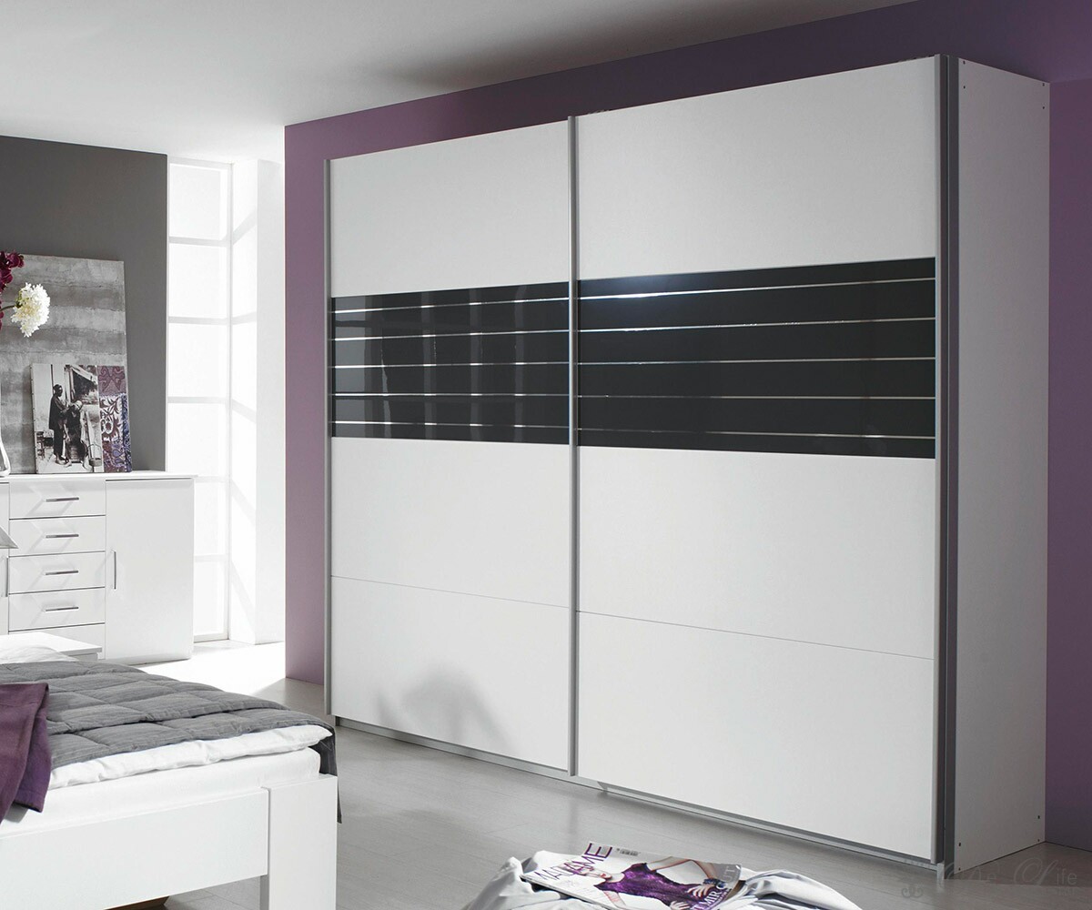Schwebet&uuml;renschrank Mandy 225x210 cm Weiss Schwarz Schrank