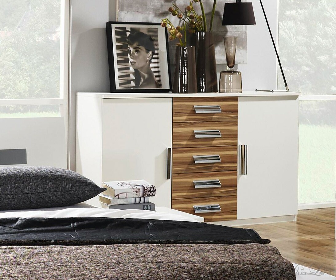 Kommode Tahiti 150x85 cm Weiss Baltimore-Walnuss Dekor