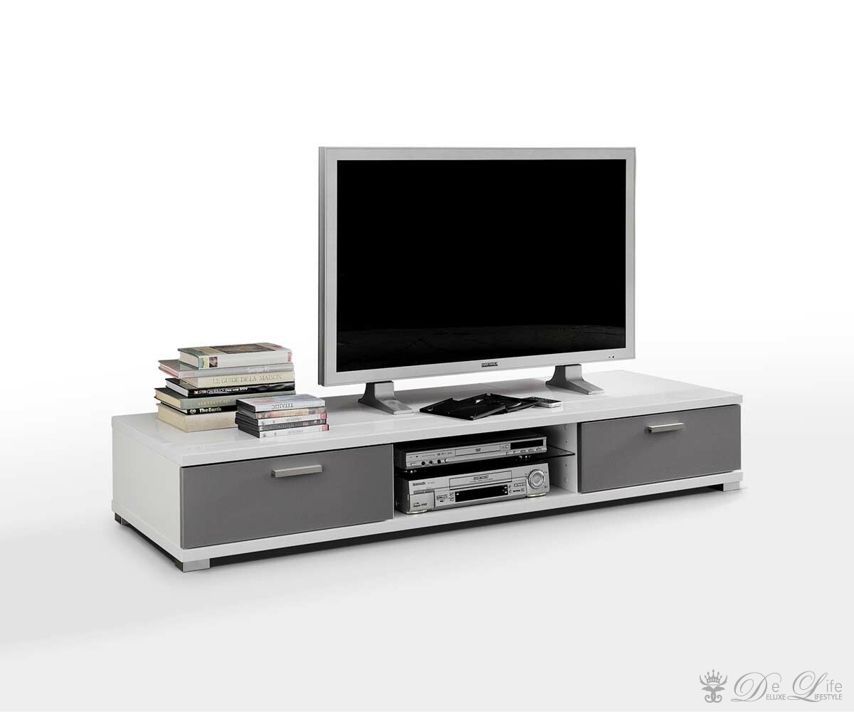 TV Board Patricia 135x40 cm Weiss Grau Lowboard