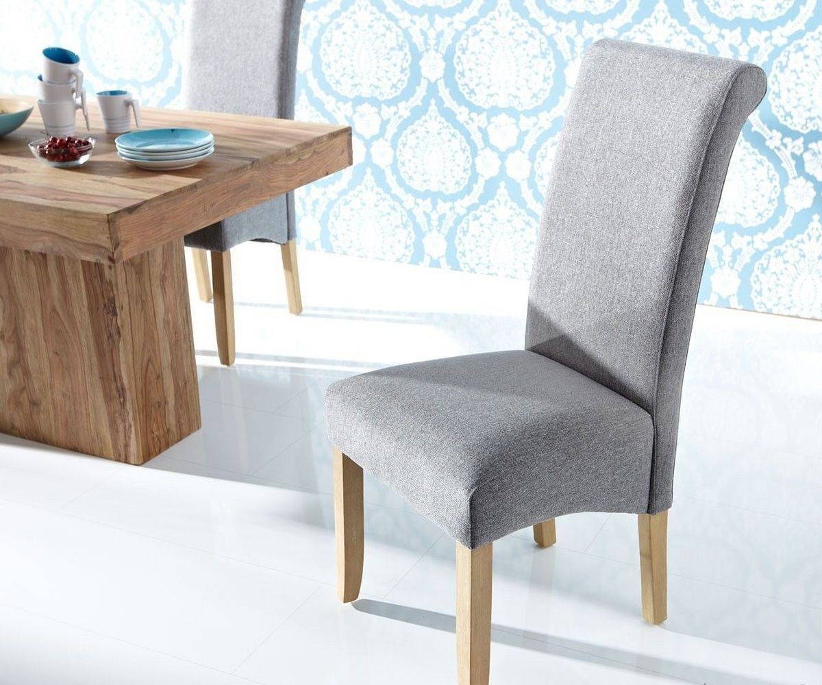 Stuhl Bruno Beine Eiche Stoff Grau Esszimmerstuhl EBay
