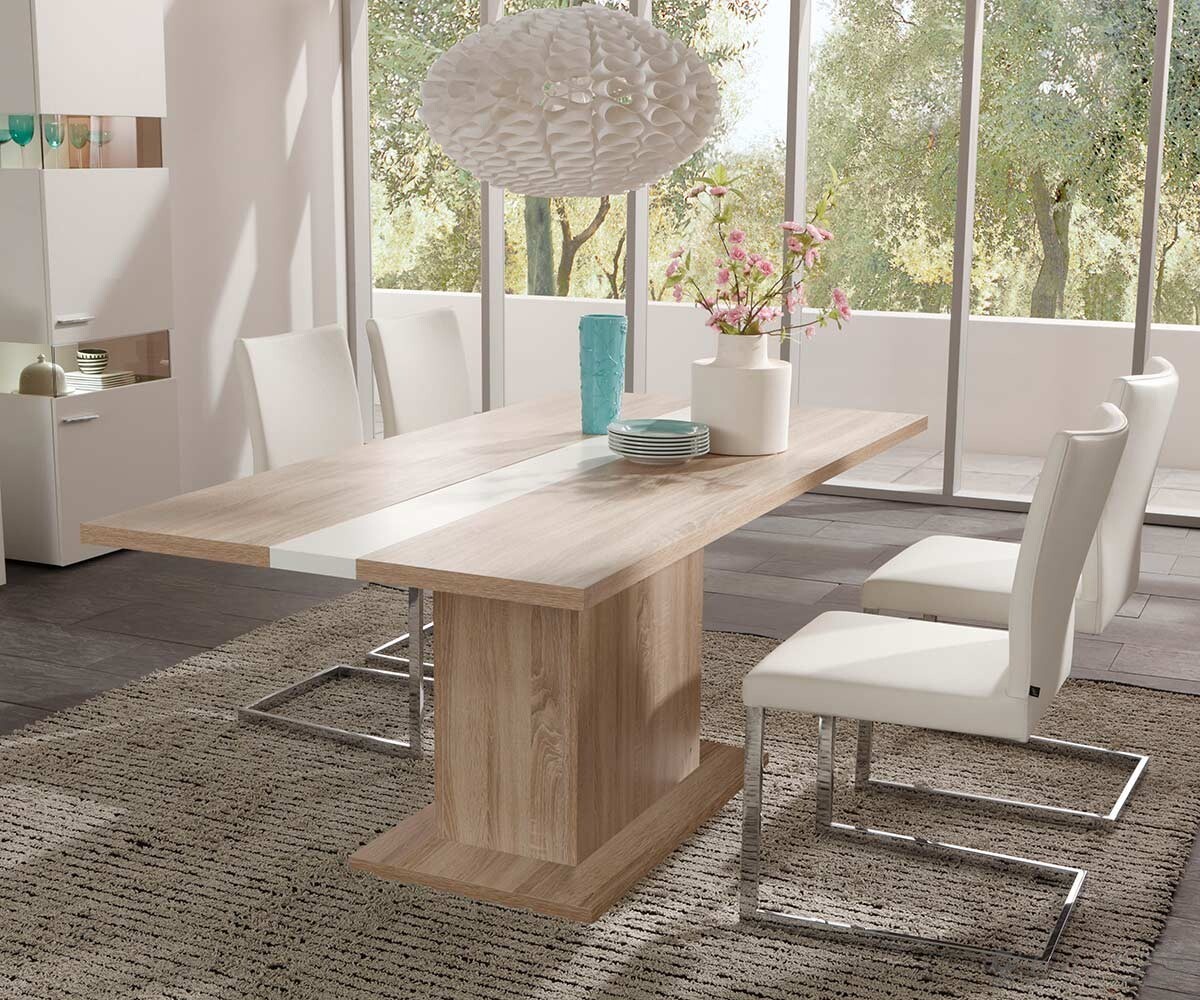 Tisch Arizona Weiss Eiche Sonoma 180x90 Cm Esszimmertisch Esstisch