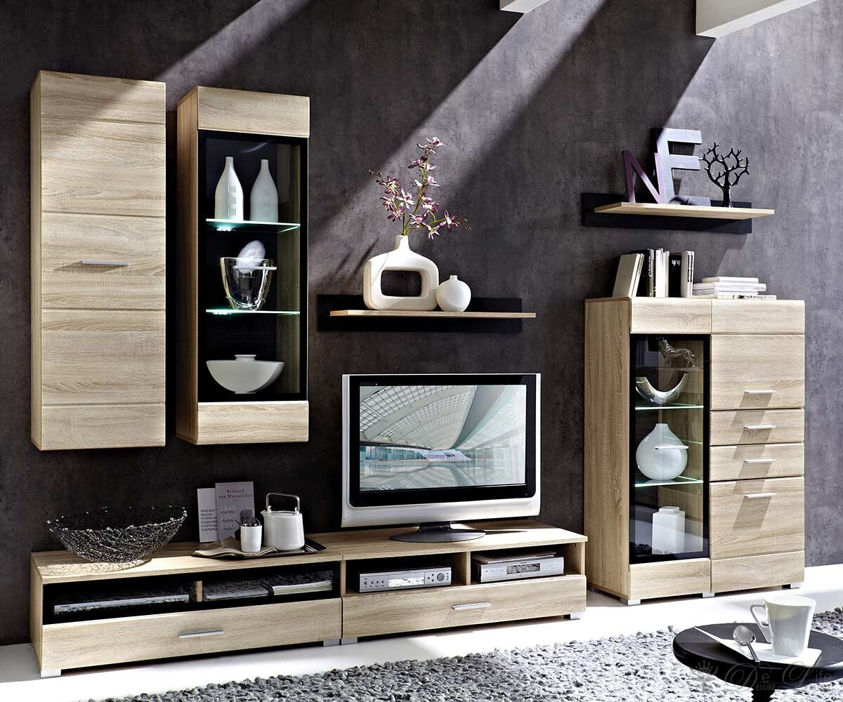 Wohnzimmer Lara Eiche Hell Wohnwand Sideboard Mit Beleuchtung 5758 : Sideboard Eiche Hell Preis Sideboard Eiche Hell Preis : Wohnzimmer Lara Eiche Hell Wohnwand Sideboard Mit Beleuchtung 5758