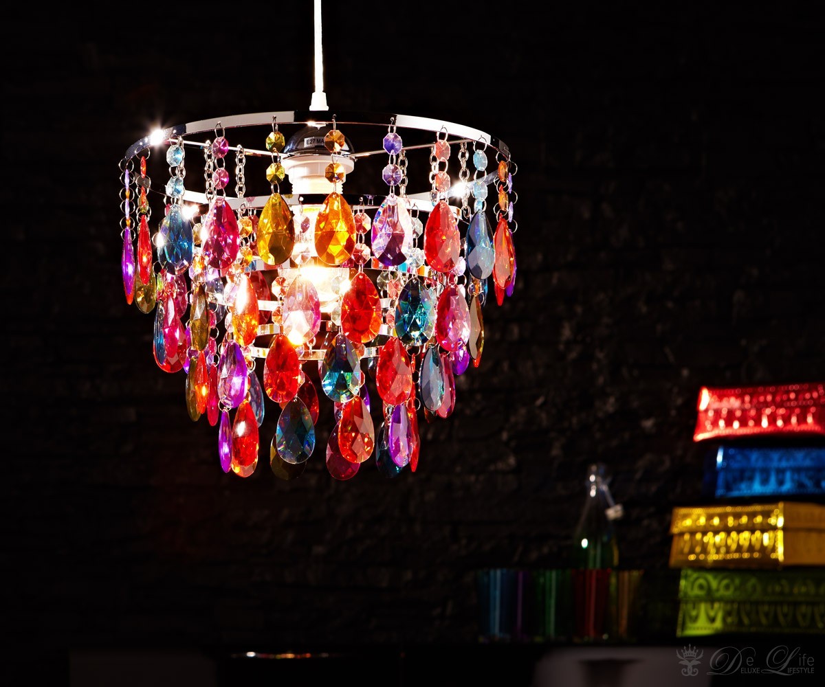 Deckenleuchte Cesaro Bunt Deckenlampe mit Acryl Kristallen Hängeleuchte Lampe eBay