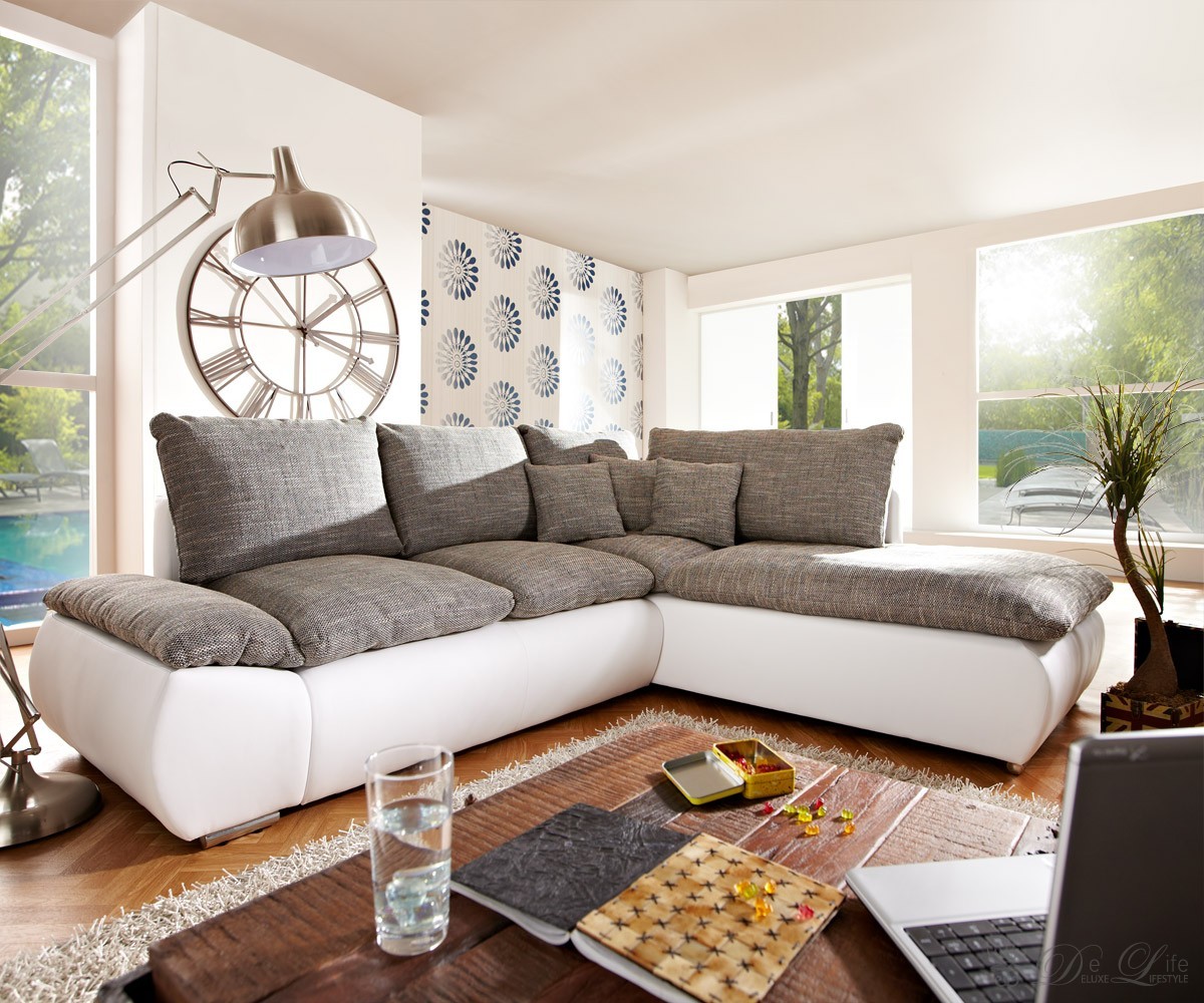 Ecksofa Kimon 260×230 cm Weiss Grau Couch mit Schlaffunktion Couchgarnitur So -> Sofa Mit Schlaffunktion Zu Verschenken Ecksofa Kimon 260×230 cm Weiss Grau Couch mit Schlaffunktion Couchgarnitur So -> Sofa Mit Schlaffunktion Zu Verschenken