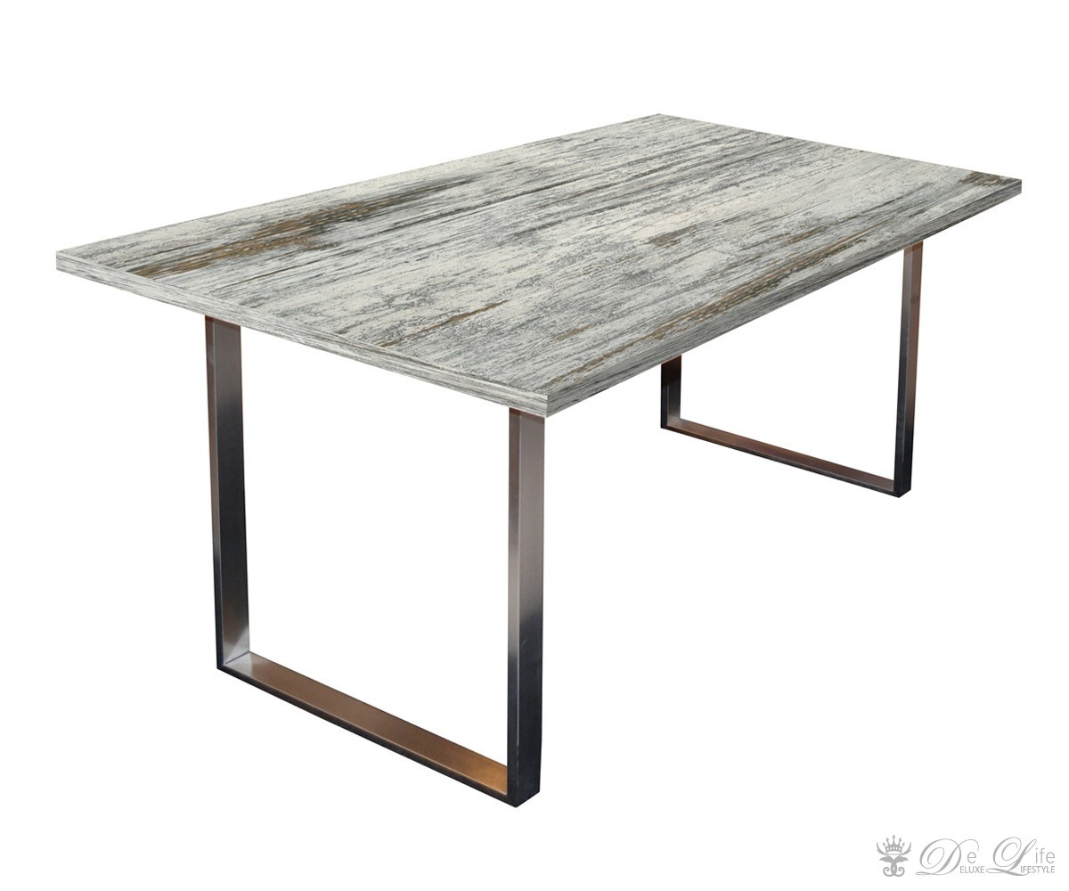 Esstisch Davin 200x100 cm Eiche Antik Optik Stahlfuß ...