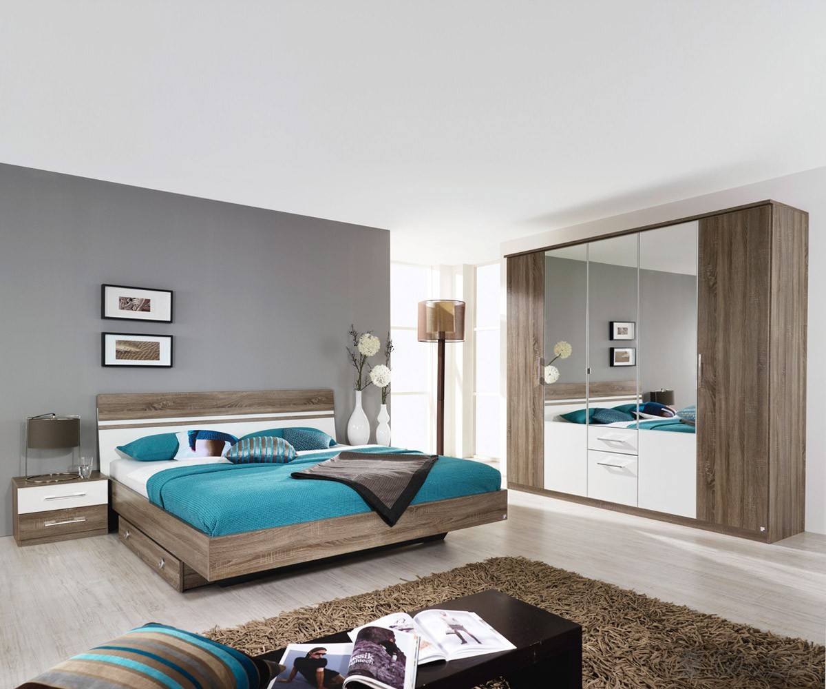 Schlafzimmer adams eiche dekor bett schrank 2 nachtkonsolen ...