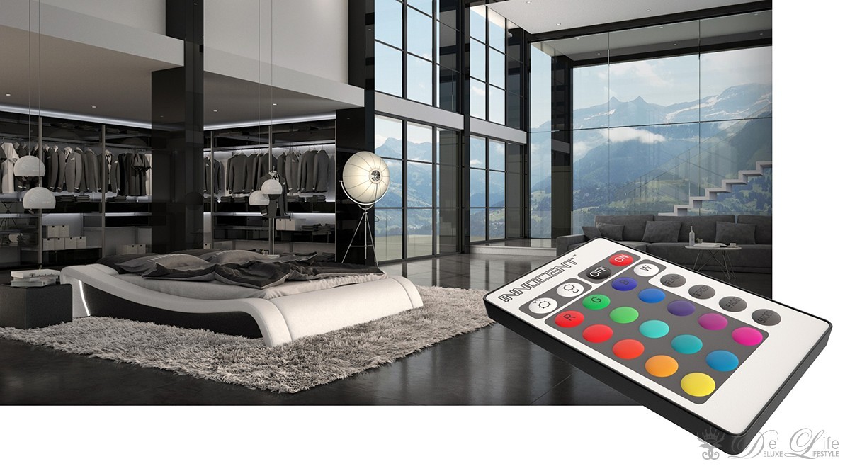 ~ Daphne140x200cmWeissSchwarzBettmitBeleuchtungDesignBettNEU Designer Bett Mit Led Beleuchtung ~ Daphne140x200cmWeissSchwarzBettmitBeleuchtungDesignBettNEU