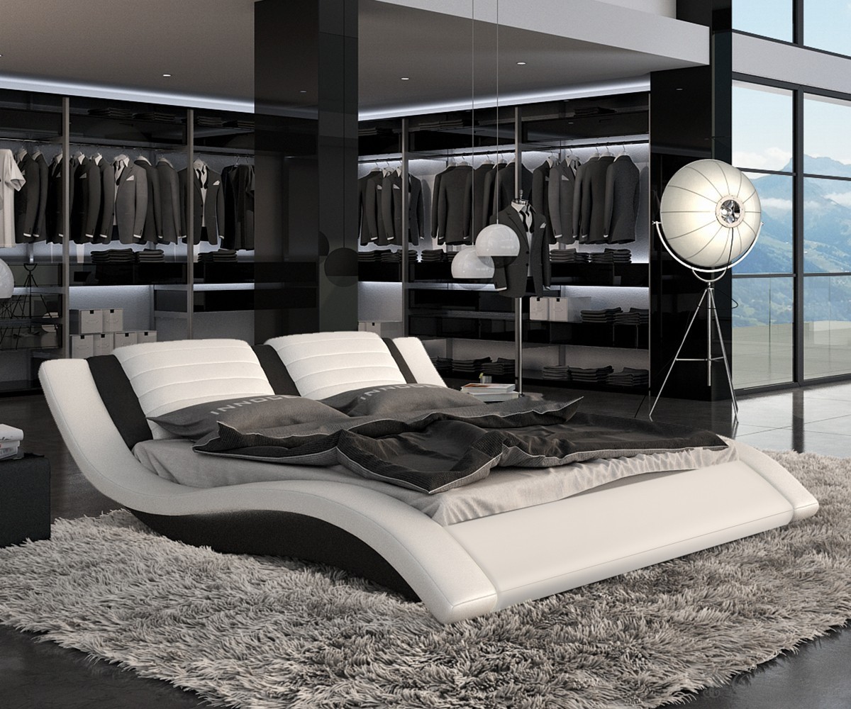Bett branwen 180x200 cm weiss schwarz polsterbett 180 cm ... Doppelbett 180x200