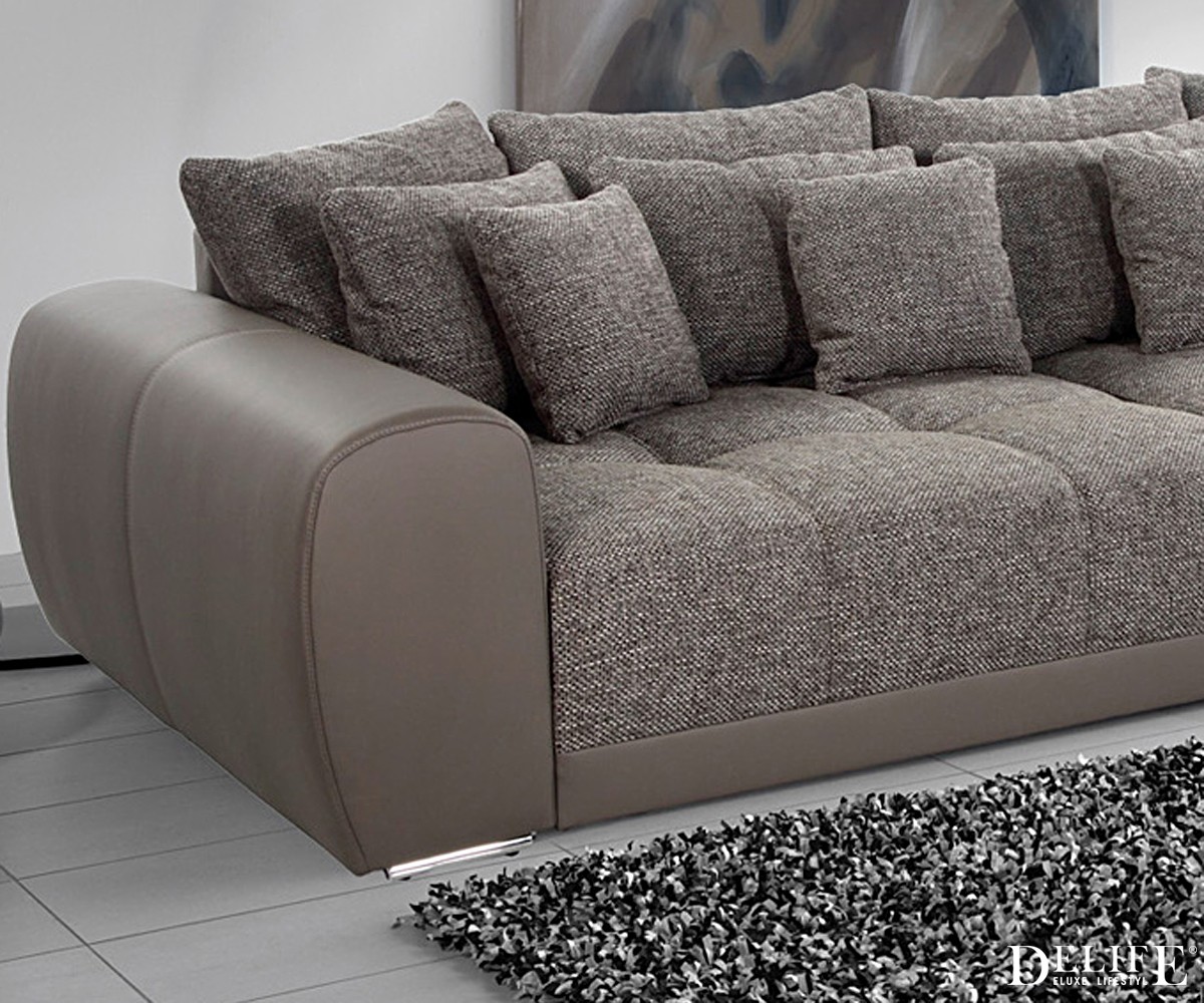 Big sofa valeska 310x135 braun strukturstoff 12 kissen xxl sofa ... Zimmer braune couch