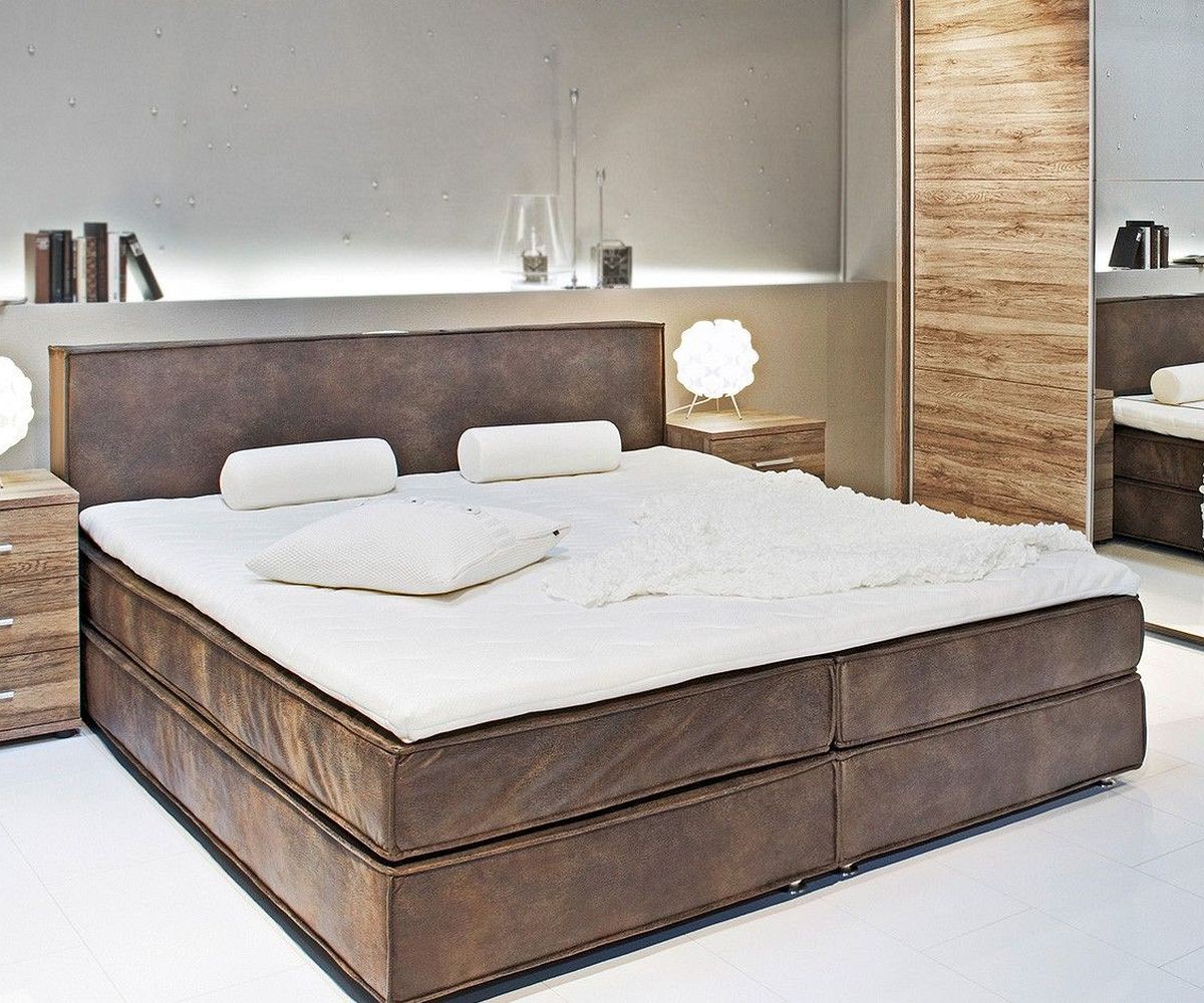 Bett kenan braun 180x200 wildlederoptik matratze topper ...