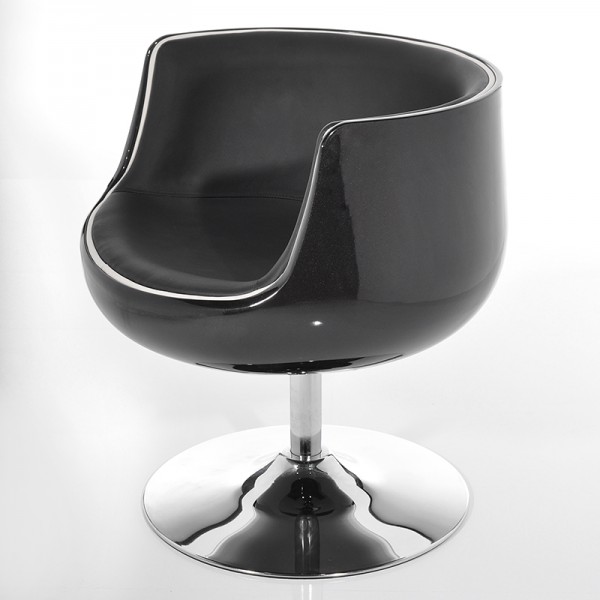 Sessel Retro Lounge Schwarz Napalon Leder Umrandung Weiss Preisvergleich
