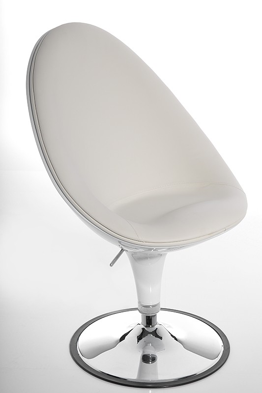Stylischer Drehsessel Aurora Weiss Hochglanz Napalon Leder Sessel