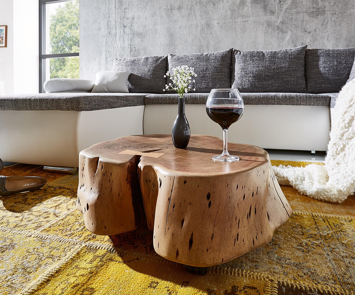 Couchtisch Live Edge Akazie Natur Mit Rollen Baumstamm Couchtisch Live Edge Akazie Natur Mit Rollen Baumstamm