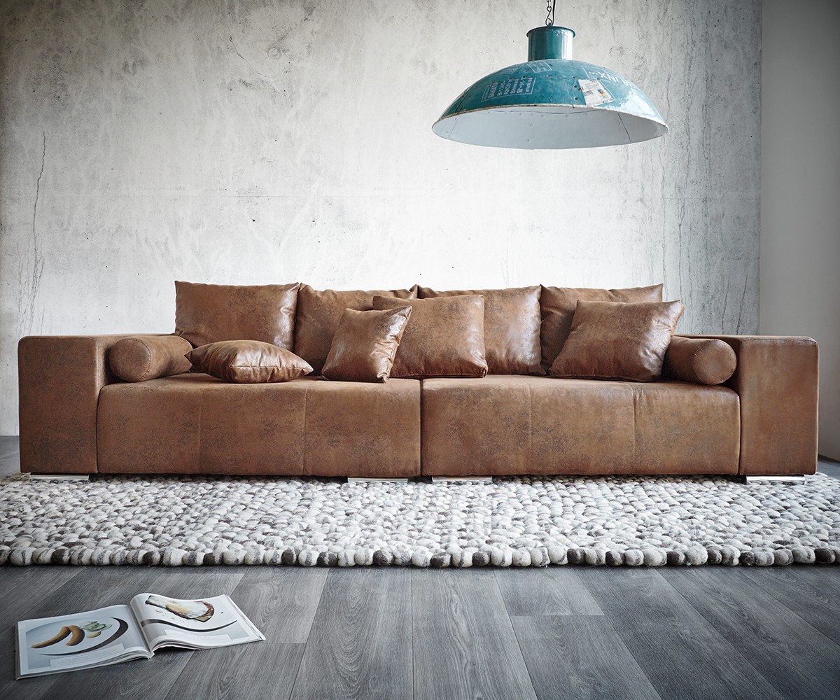 9703 Bigsofa Marbeya Braun mit Hocker und Kissen A_1