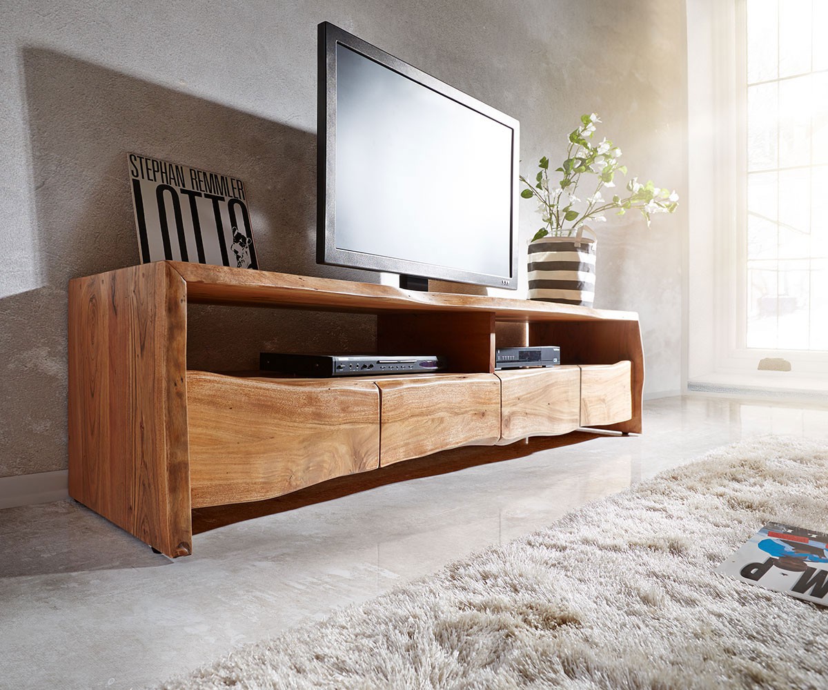 Lowboard LiveEdge 190 cm Akazie Natur 4 Schübe 2 Fächer