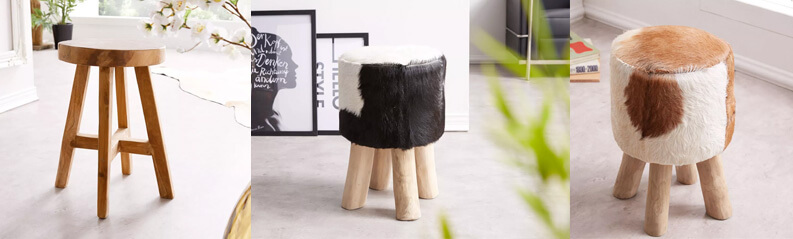 DELIFE Hocker Adela Teakholz Natur 30x30 cm Massivholz rund Handarbeit Sitzhocker