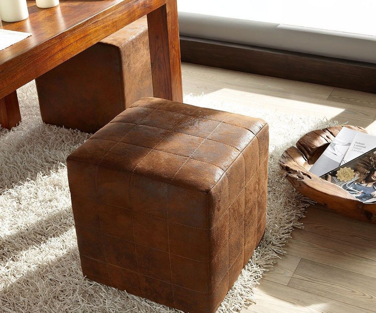 Sitzhocker Dado 45x45 cm Braun Antik Optik Möbel Stühle