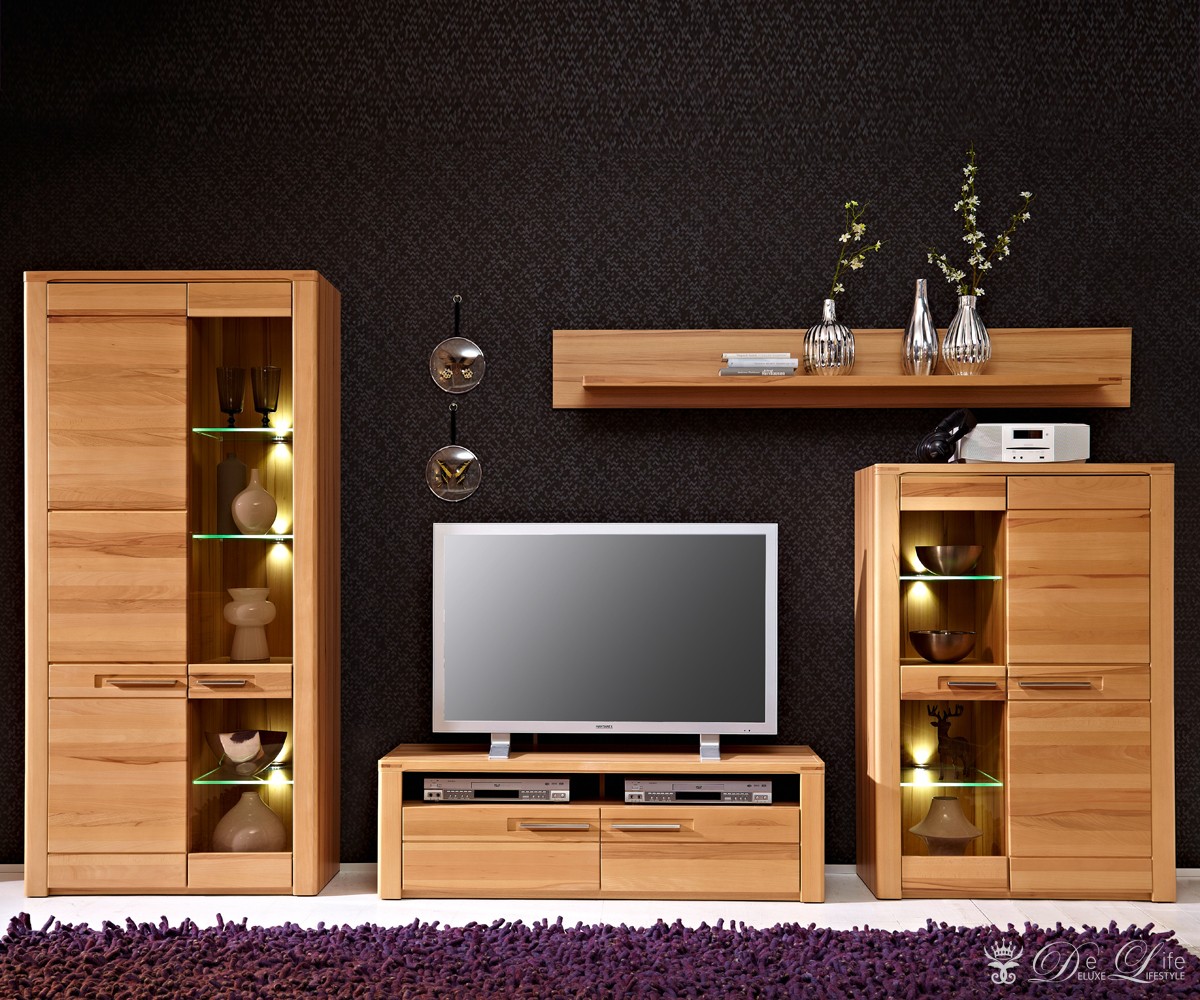 wohnzimmerschrank poco:DeLife Wohnwand Nestor 320 cm Kernbuche teilmassiv Anbauwand mit Bel wohnzimmerschrank poco:DeLife Wohnwand Nestor 320 cm Kernbuche teilmassiv Anbauwand mit Bel